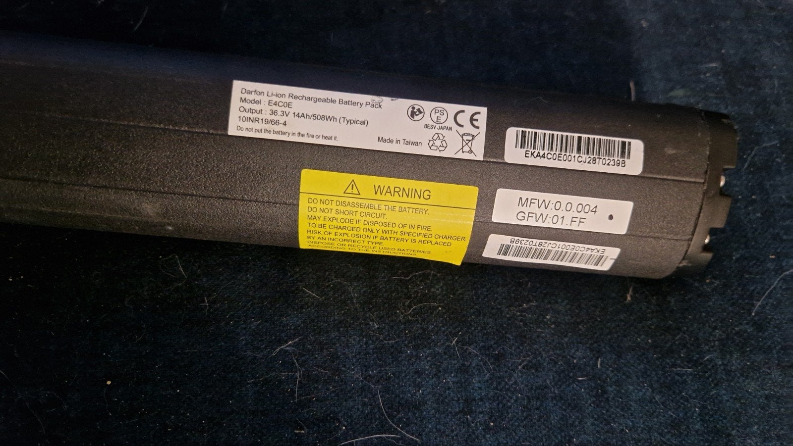 Vanmoof Battery E4C06 36.3V 14Ah, Ophalen of Verzenden, Gebruikt