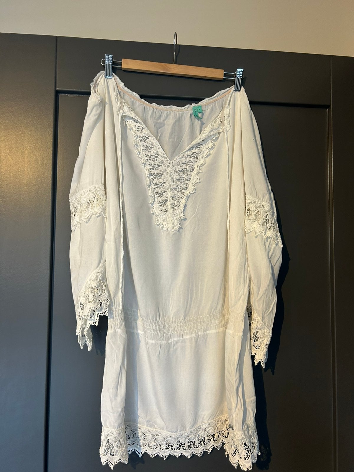 Prachtige jurk van Jacky Luxury maat L, Maat 38/40 (M), Verzenden, Wit, Gedragen