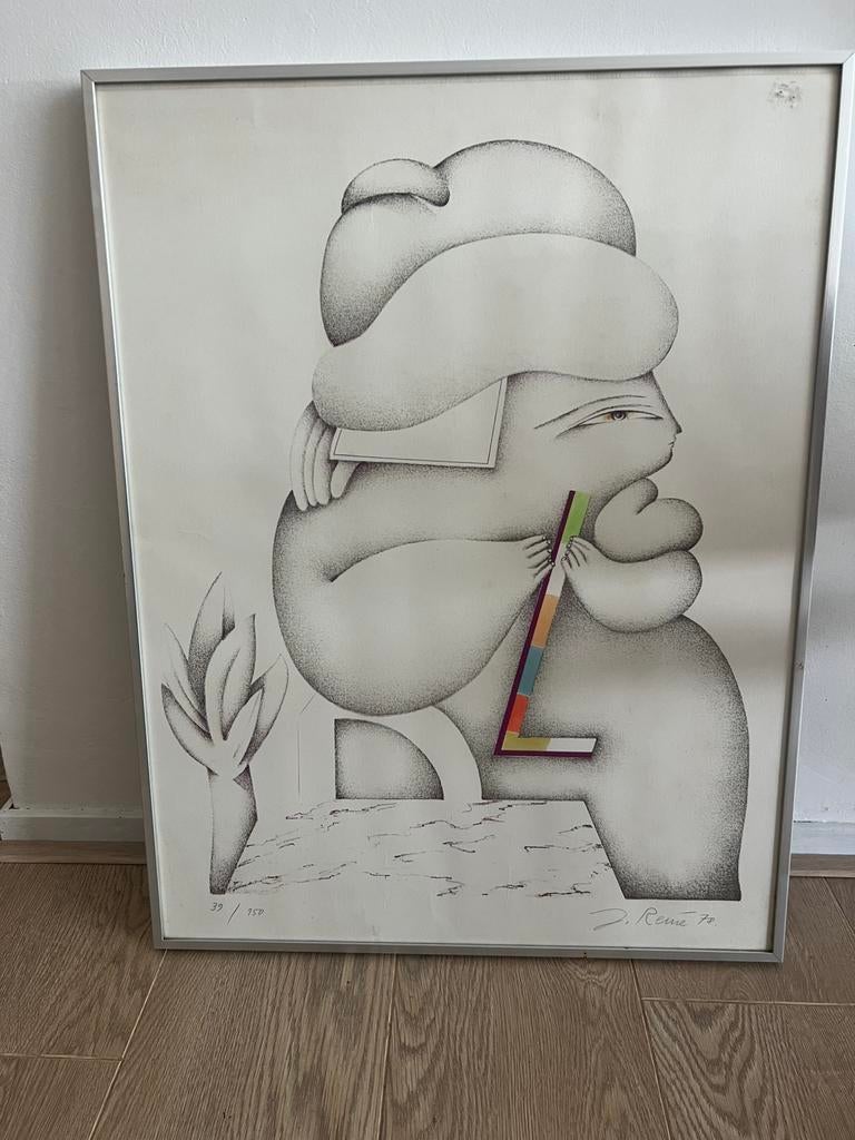 Jorg Remé, litho 1978 abstract schilderij, Ophalen of Verzenden