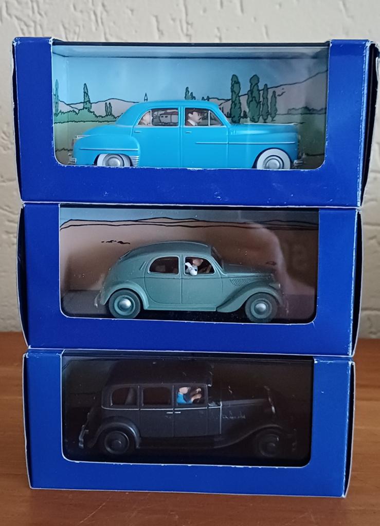 Kuifje auto's: Dodge Coronet, Lancia Aprilia, Chrysler Six, Hobby en Vrije tijd, Modelauto's | 1:43, Ophalen of Verzenden, Zo goed als nieuw