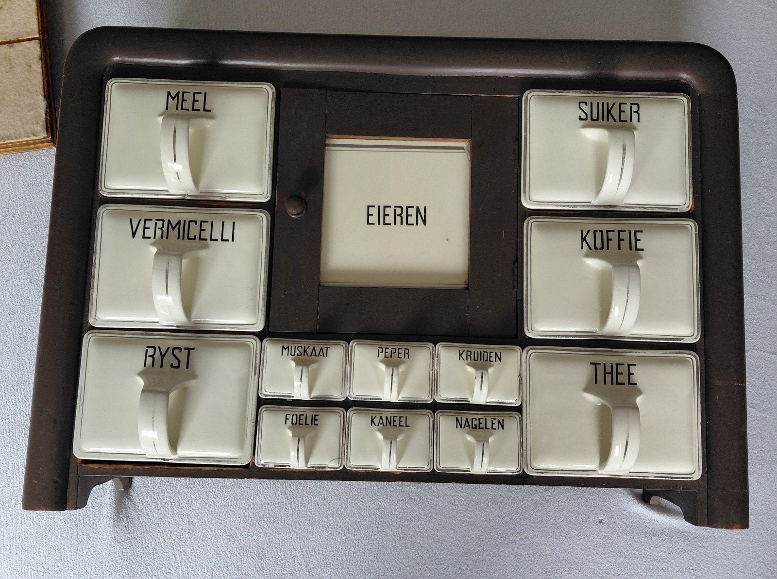 Antieke kruidenkast met eierrekje - staand of hangend, Antiek en Kunst, Ophalen