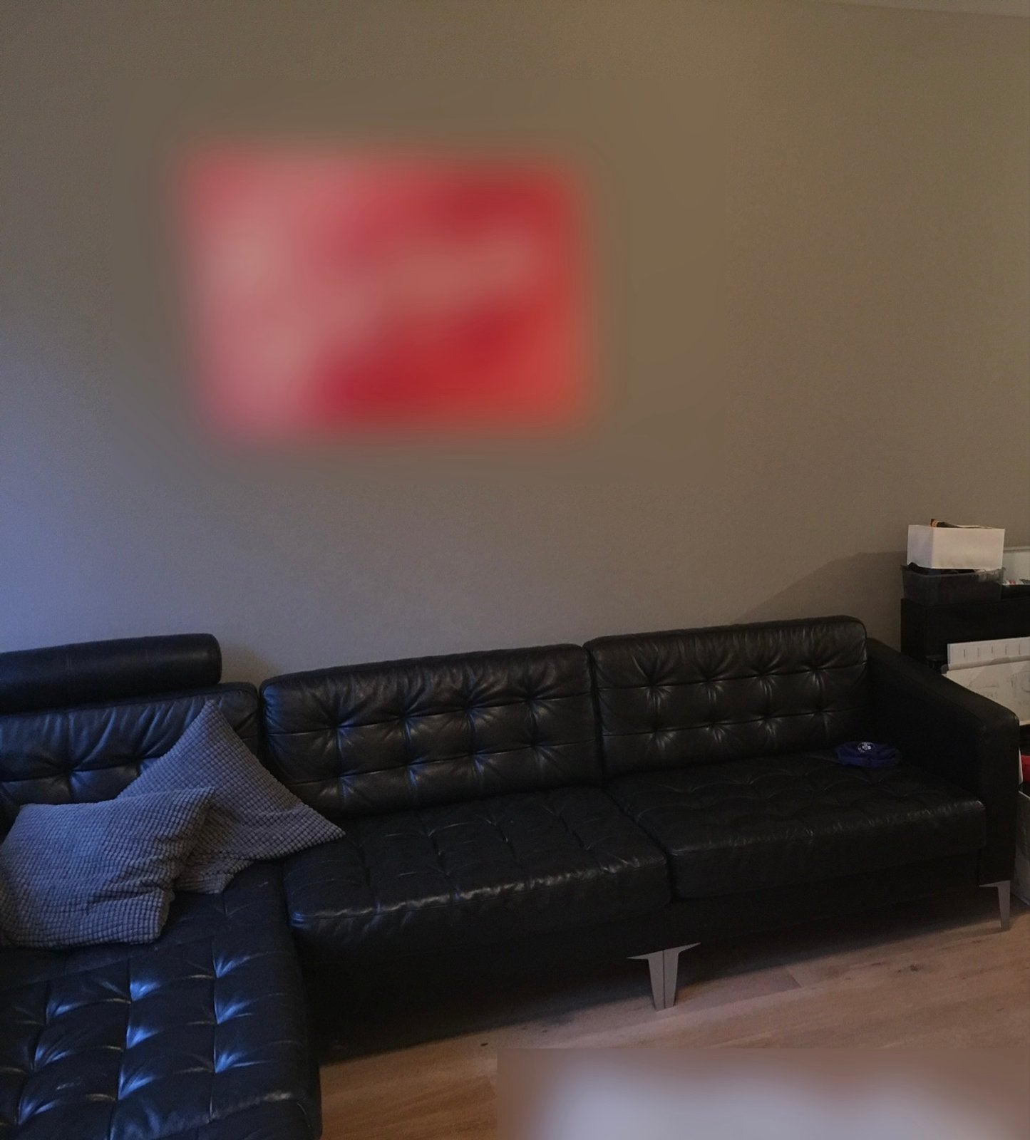 GRATIS mega grote IKEA Hoekbank zwart leer, Huis en Inrichting, Ophalen, 250 tot 300 cm, Gebruikt, 100 tot 125 cm