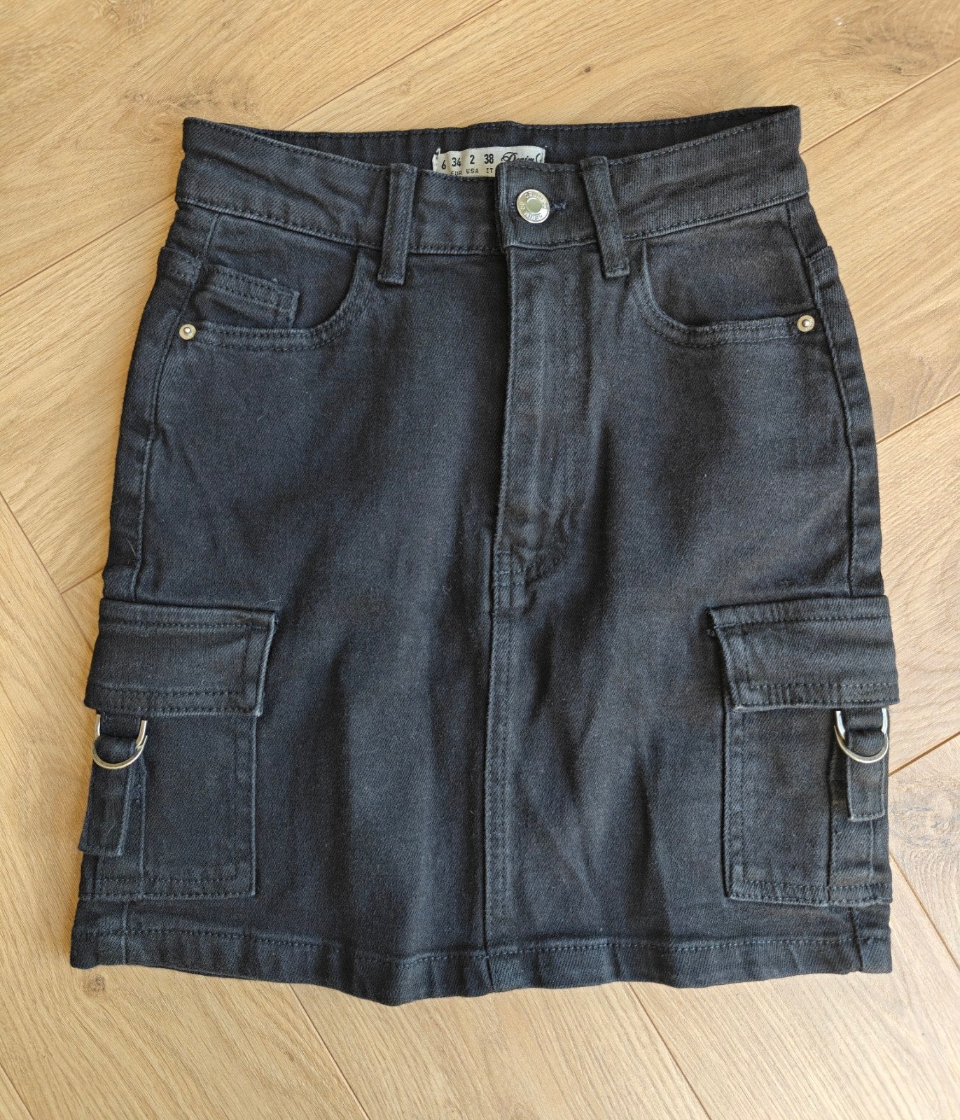 Denim cargo rok maat 34 (XS) - als nieuw!, Zwart, Ophalen of Verzenden, Zo goed als nieuw, Maat 34 (XS) of kleiner