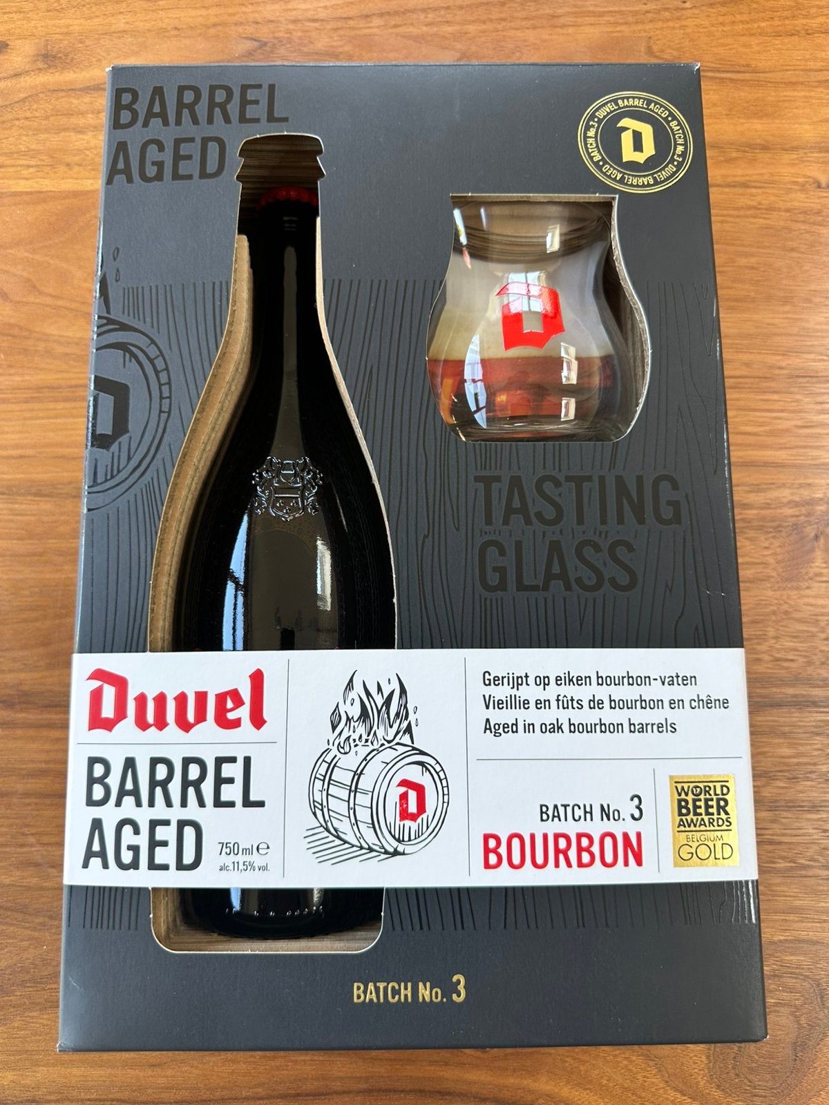Duvel Barrel Aged Batch No. 3 incl. glas, Verzamelen, Biermerken, Ophalen of Verzenden, Nieuw, Flesje(s), Duvel