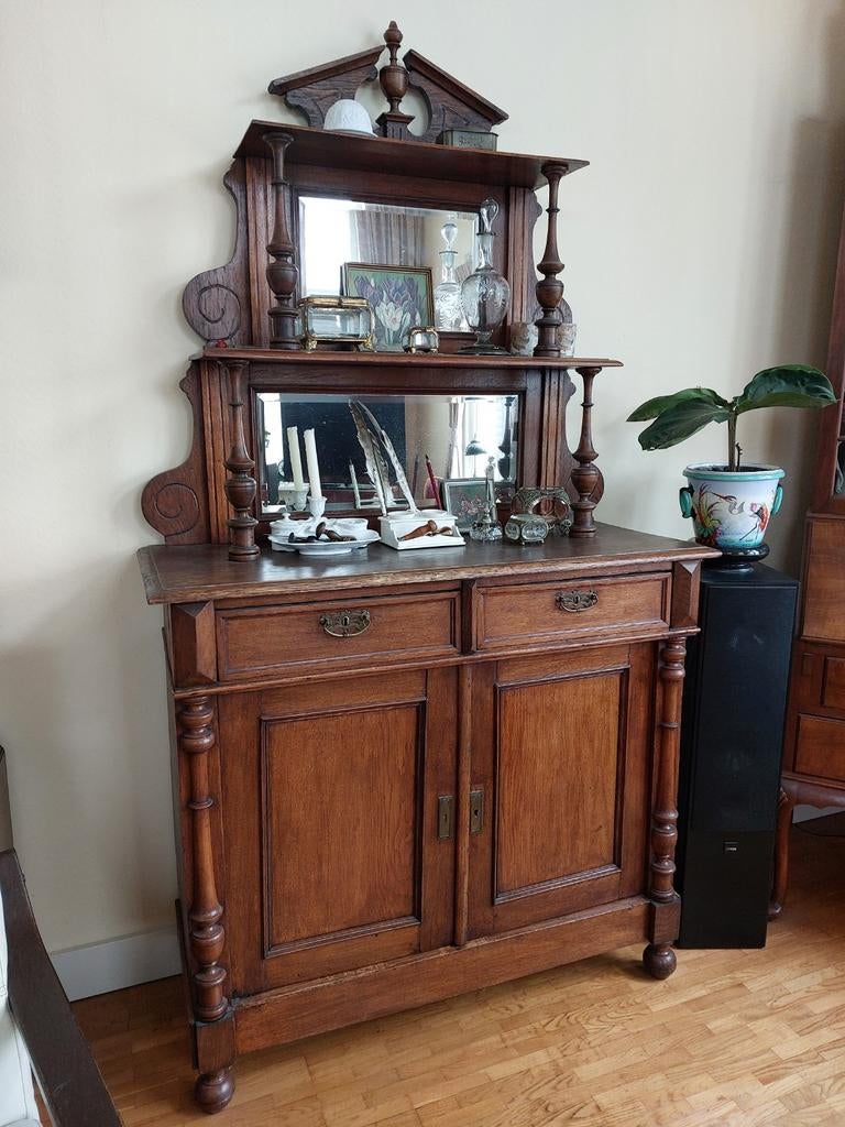Antiek eiken dressoir met spiegelopbouw, Ophalen