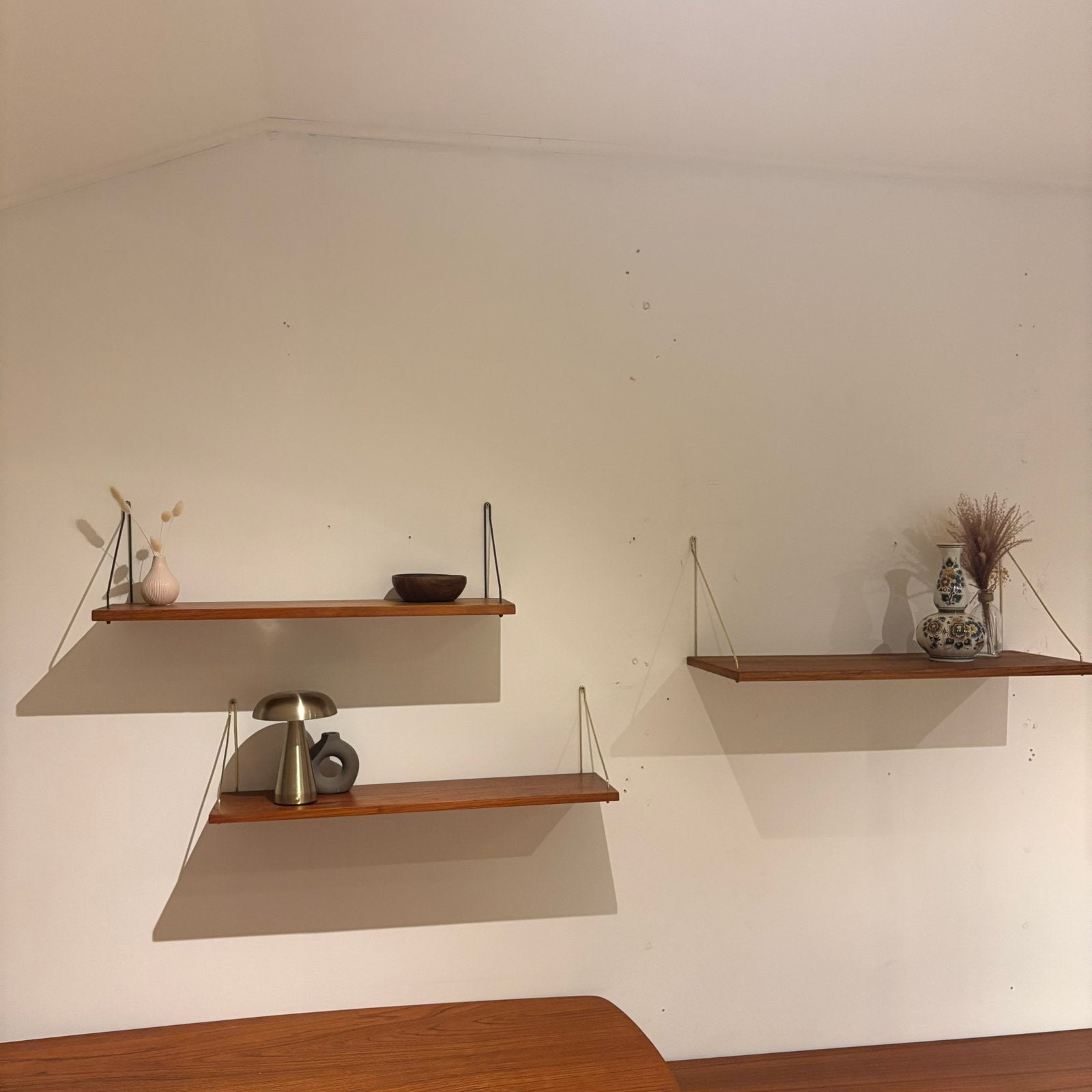 Vintage Deense Wandplanken jaren 60 teak boekenplank, Huis en Inrichting, Niet bekend, Niet bekend, Ophalen of Verzenden, Zo goed als nieuw