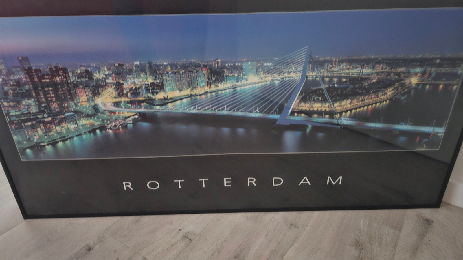 Ingelijste poster Rotterdam met Erasmusbrug, Ophalen, 50 – 75, Zo goed als nieuw, 75 tot 100 cm