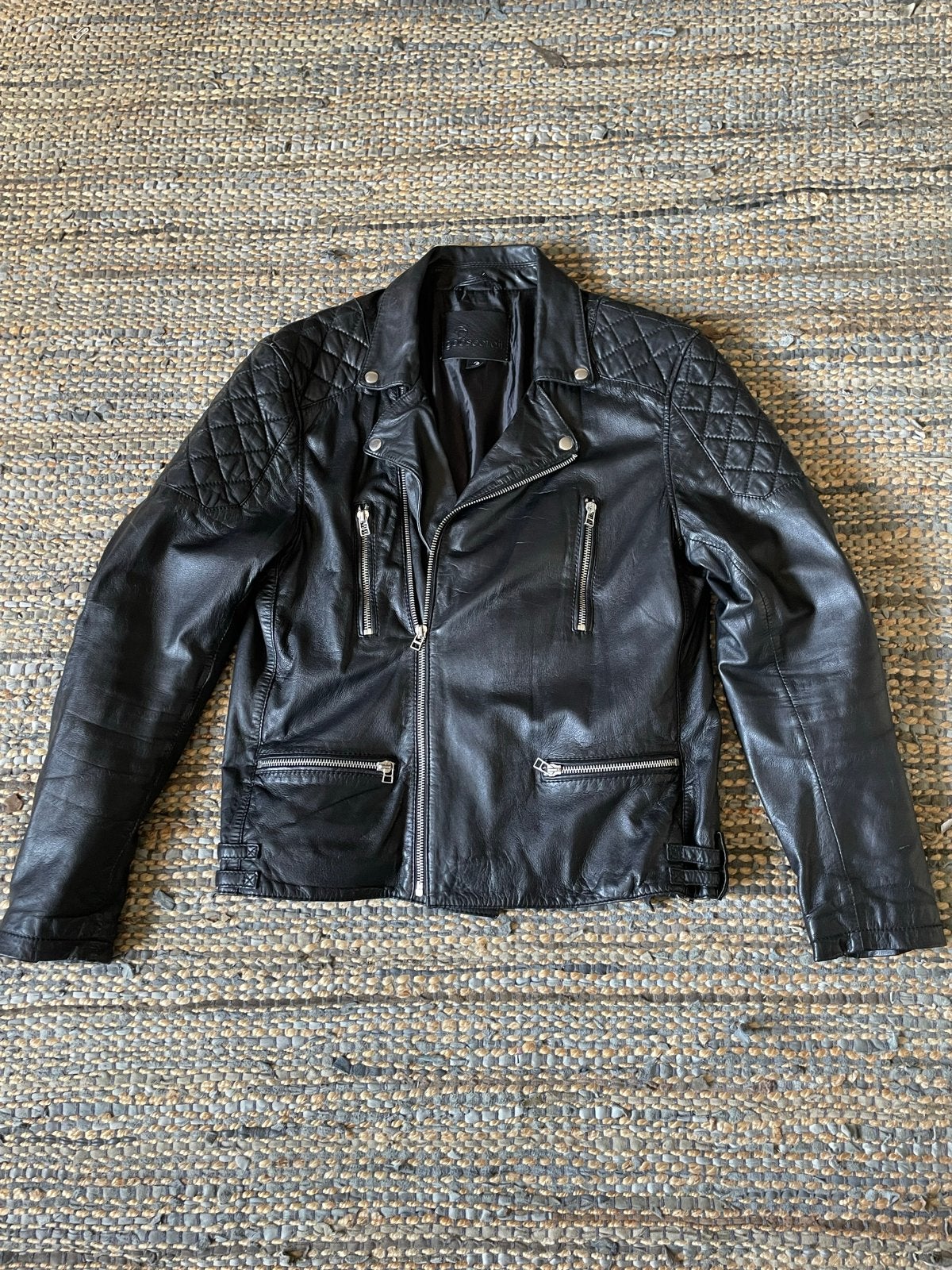 Goosecraft Leren Bikerjack Zwart - Maat L, Kleding | Heren, Ophalen of Verzenden, Zo goed als nieuw, Maat 52/54 (L), Zwart