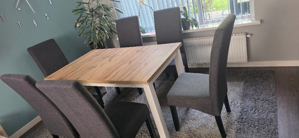 Tafel met 6 stoelen, Ophalen, Gebruikt, 100 tot 150 cm, 50 tot 100 cm
