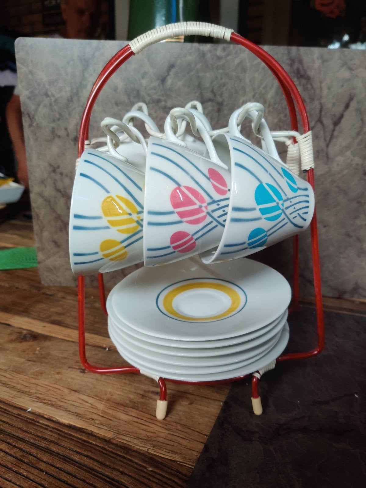 Vintage CeramicMaastricht koffiekopjes met rekje in zeer goe, Ophalen of Verzenden