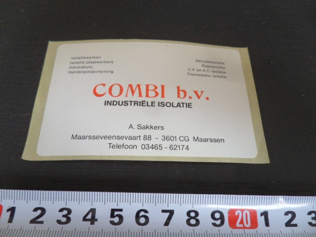sticker maarssen COMBI BV industriële isolatie a sakkers *, Ophalen, Zo goed als nieuw