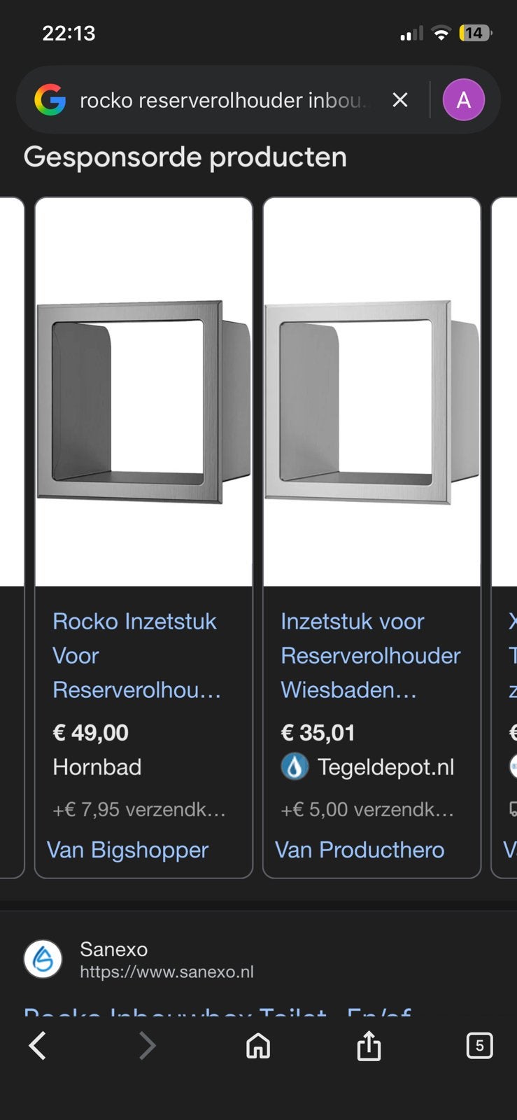 Inzet stuk voor reserve rol houder, Ophalen, Nieuw, Rvs, Overige typen