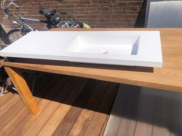 modern wastafelblad van meubel 125x45x4, Ophalen, 100 tot 150 cm, Zo goed als nieuw, Minder dan 100 cm