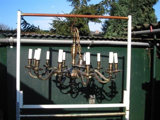 antieke 12 arms bronzen hanglamp izgst, Ophalen