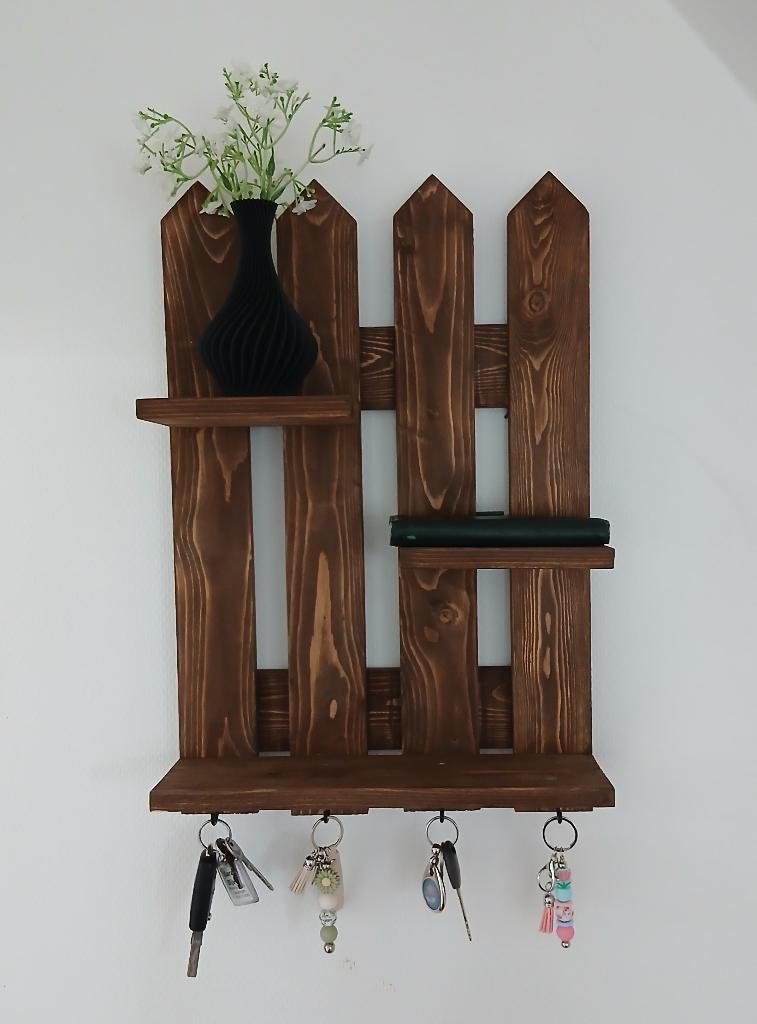 Sleutelrek, wandrek, tuinrekje hout, Ophalen, Hout, Nieuw, Bruin