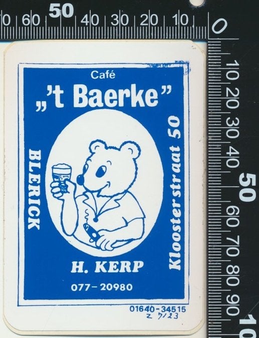 Sticker: Cafe Het Baerke - Blerick (Blauw), Ophalen of Verzenden, Zo goed als nieuw, Bedrijf of Vereniging