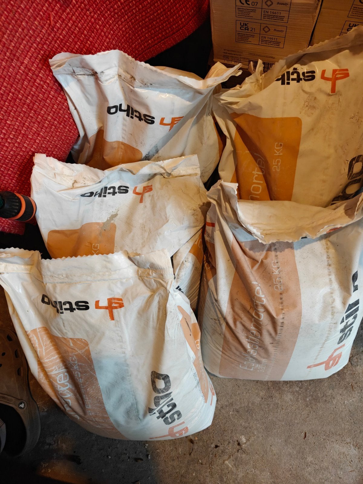 Complete egaliseerset: egalisatiemortel, randisolati, primer, Ophalen, Gebruikt