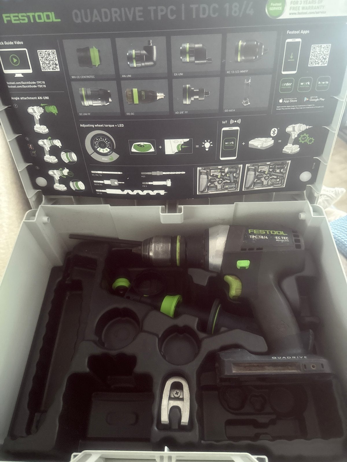 Festool QUADRIVE TPC 18/4 Accu Boor-/Schroefmachine, Ophalen, Boor- en Schroefmachine, Klopboormechanisme, Gebruikt