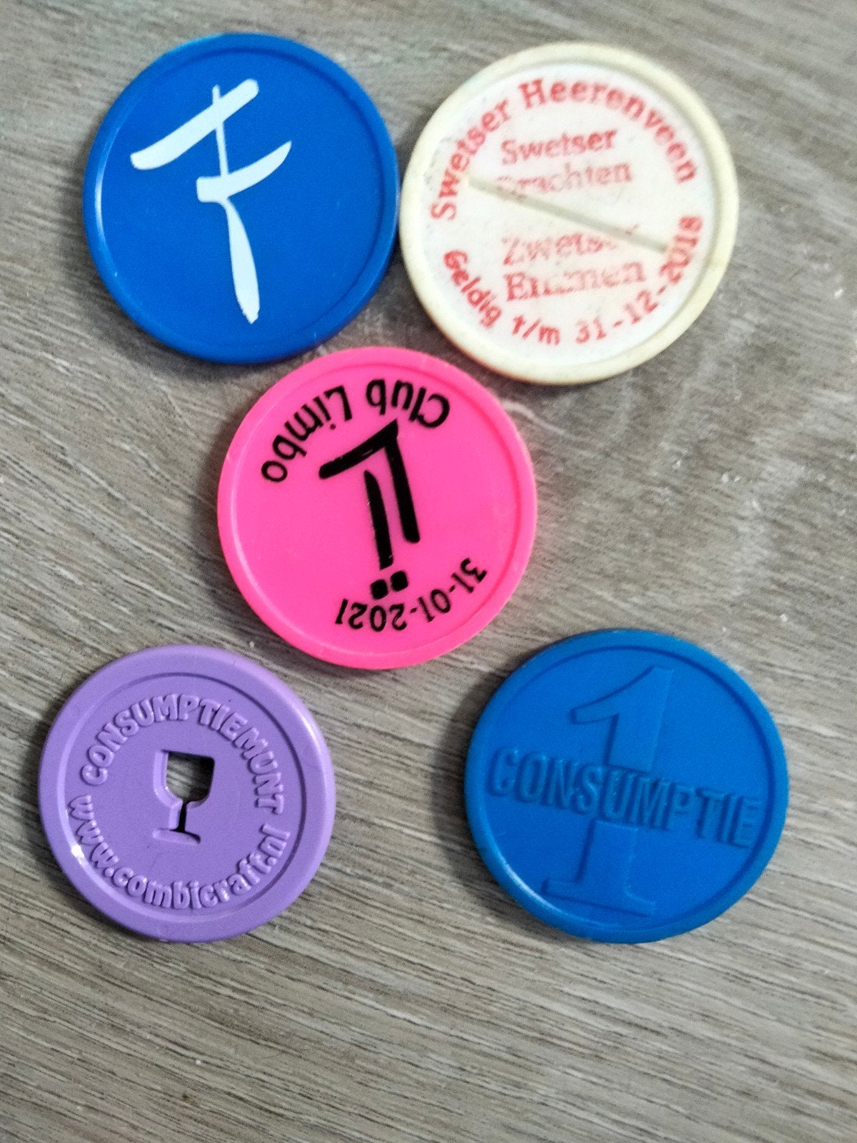 5 consumptie munten, Ophalen of Verzenden