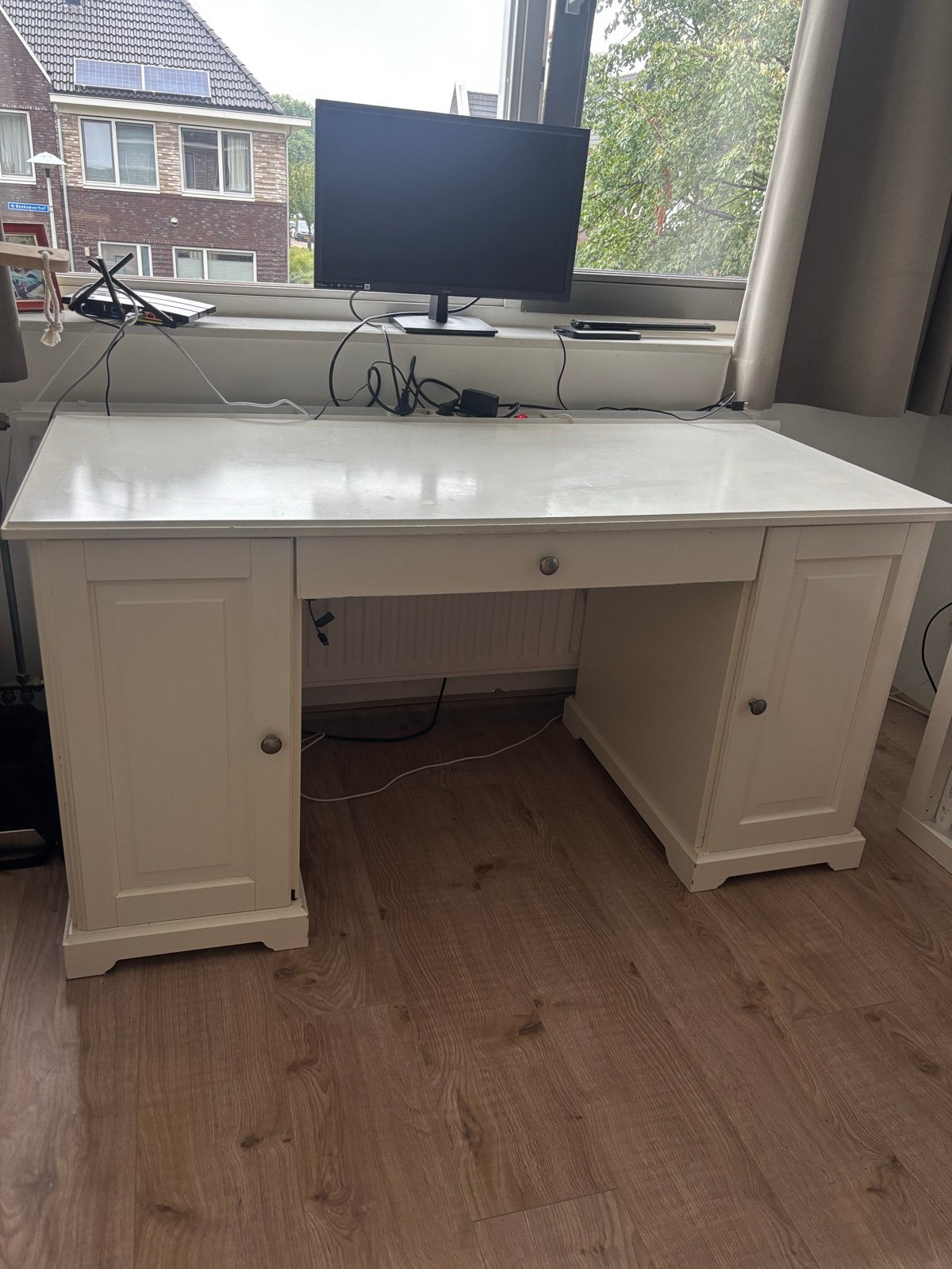 IKEA HEMNES bureau 155x65 cm wit, Ophalen, Gebruikt, Met lades, IKEA