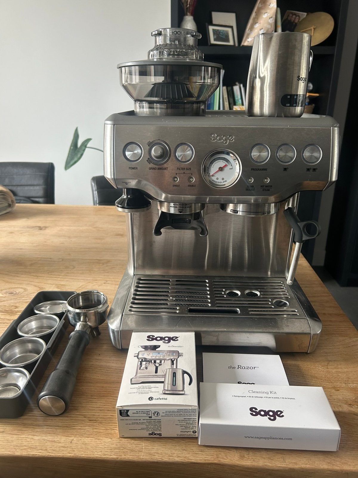 Sage Barista Express Espressomachine, Witgoed en Apparatuur, Koffiezetapparaten, Ophalen, Afneembaar waterreservoir, Gebruikt