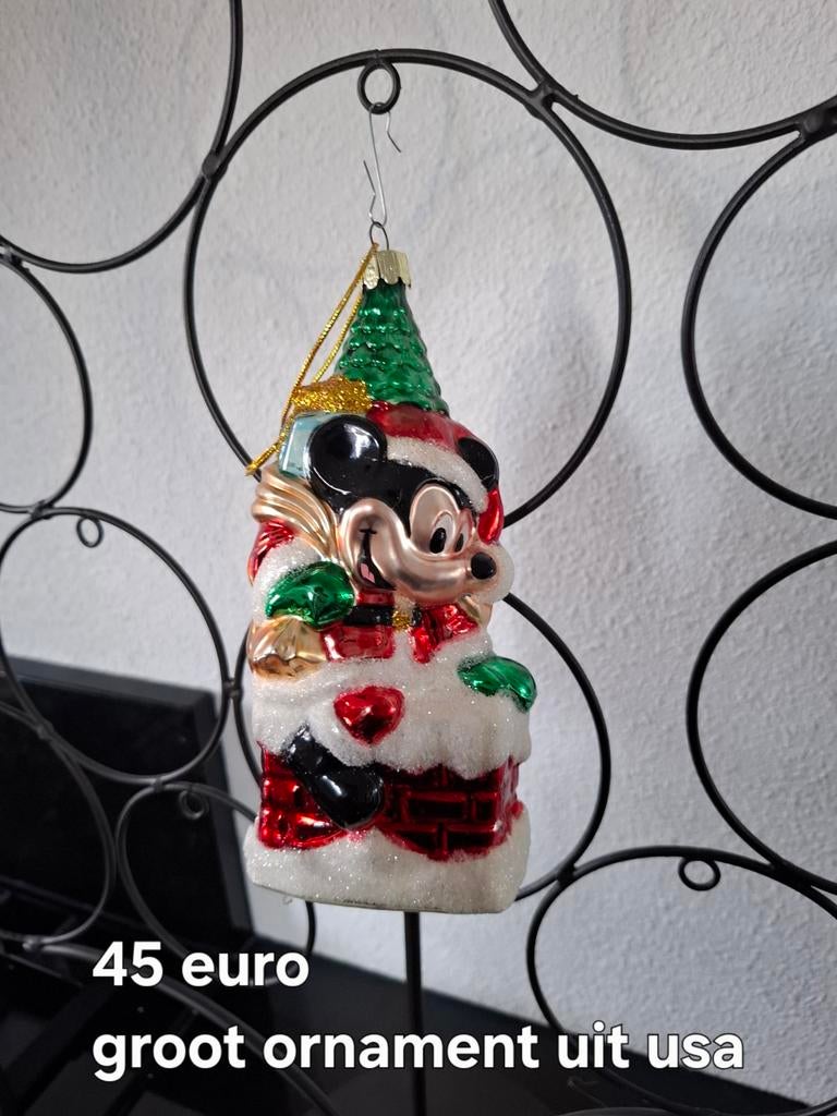Disney kerst ornament mickey mouse groot usa glas, Ophalen, Mickey Mouse, Zo goed als nieuw, Beeldje of Figuurtje