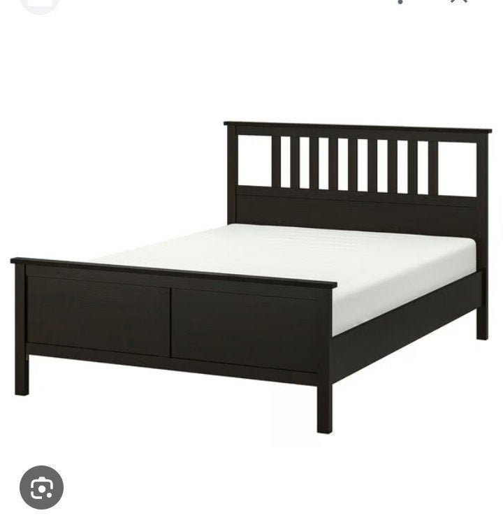 IKEA HEMNES Bedframe+ Lattenbodem en matras 140x200, Ophalen, Zwart, Tweepersoons, 140 cm