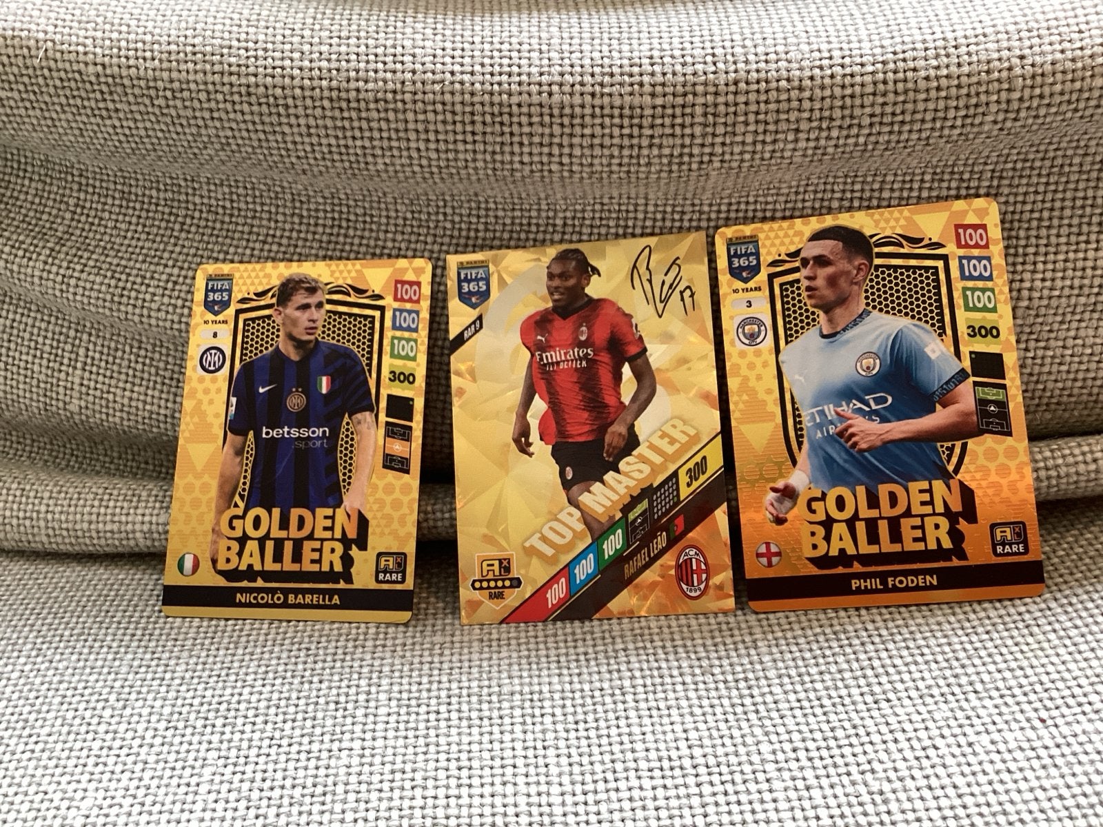 3 gouden kaarten 365 panini, Verzamelen, Sportartikelen en Voetbal, Ophalen, Zo goed als nieuw, Buitenlandse clubs, Spelerskaart