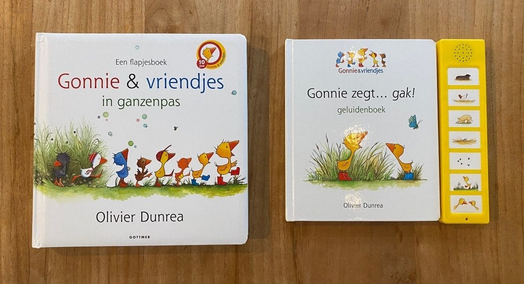 2 Gonnie en Gijsje en vriendjes boekjes - Olivier Dunrea, Olivier Dunrea, Ophalen of Verzenden, Zo goed als nieuw, 2 tot 3 jaar