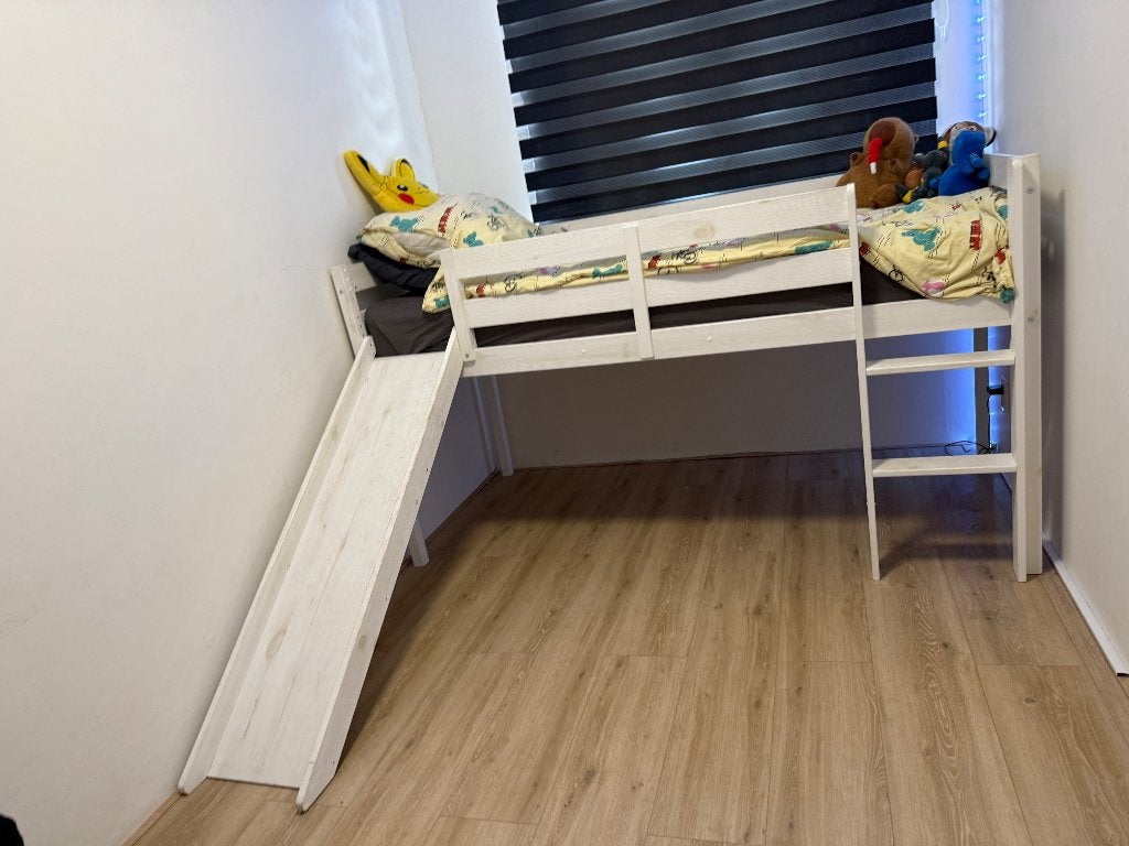 Gratis afhalen Bed met glijbaan, Huis en Inrichting, Ophalen, Gebruikt, 90 cm, Eenpersoons