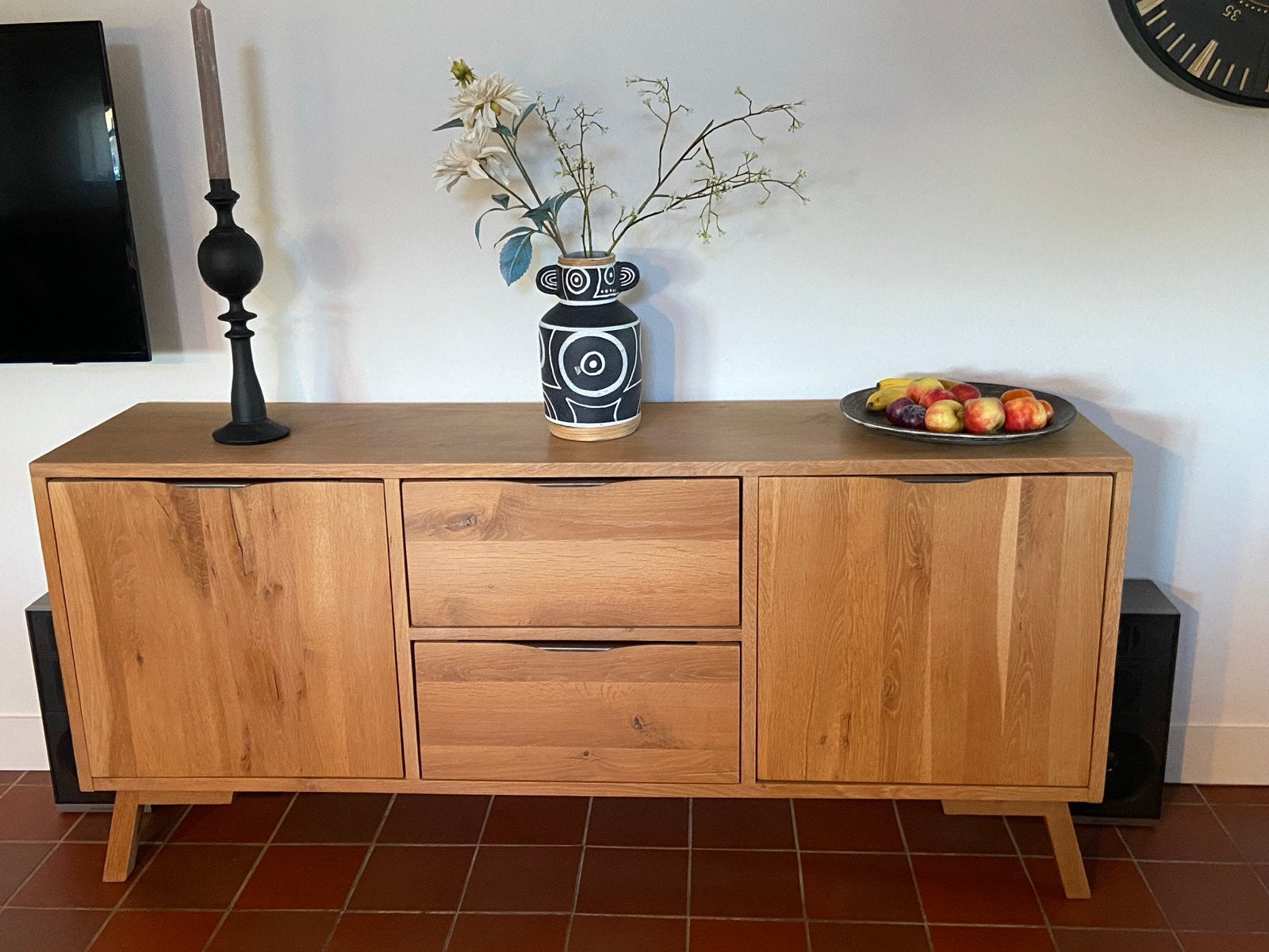 Robuust massief eiken dressoir 175x80x40 cm, Ophalen, 150 tot 200 cm, Eikenhout, Zo goed als nieuw