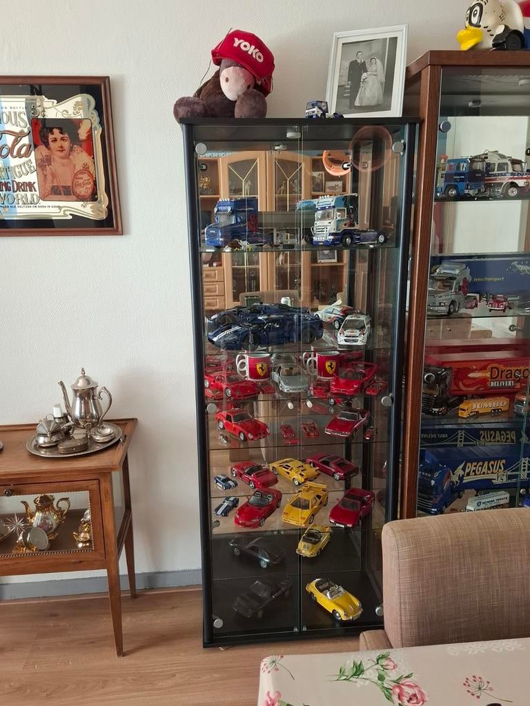Vitrine glasspiegelkasten, Ophalen, 50 tot 100 cm, Zo goed als nieuw, 150 tot 200 cm