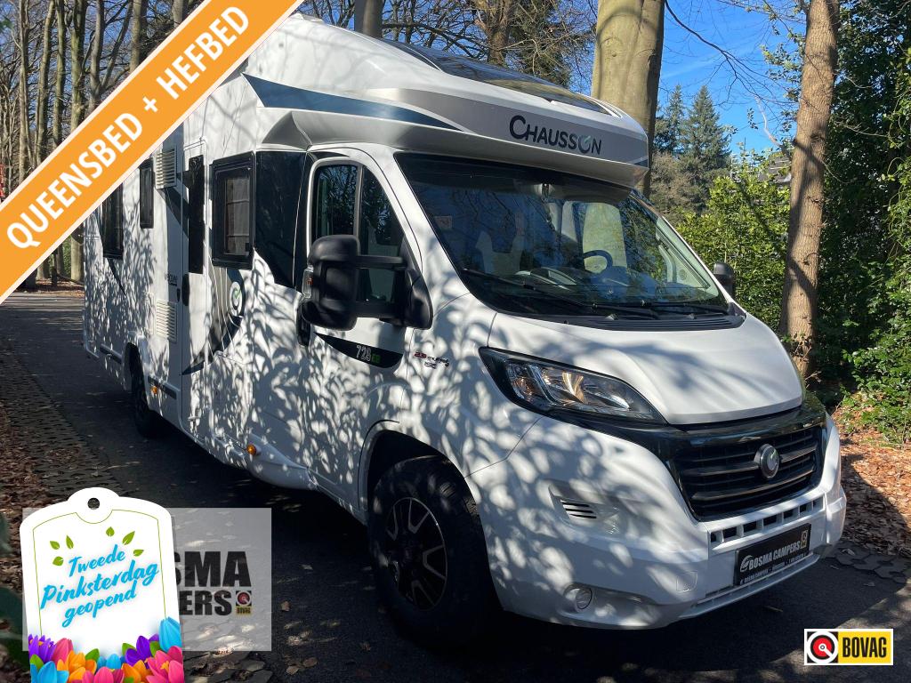 Chausson Welcome 728 EB Queensbed Hefbed Euro 6 150 PK 2017, Koelkast, Ringverwarming, Fiat, Airbags