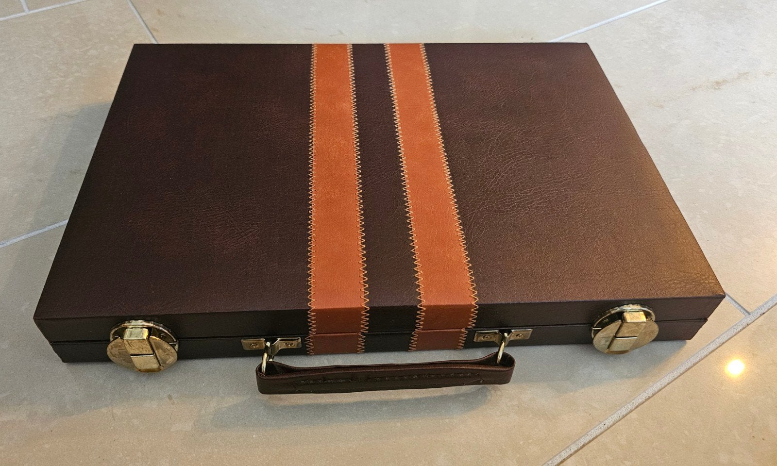 Vintage backgammon set in koffer – jaren 70/80, Ophalen of Verzenden, Gebruikt