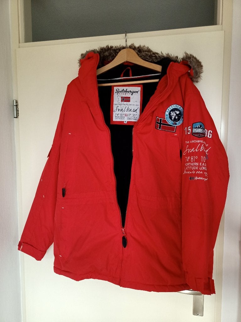 rode heren winterjas maat XL van Spitsbergen Norway, Ophalen, Spitsbergen Norway, Maat 56/58 (XL), Zo goed als nieuw