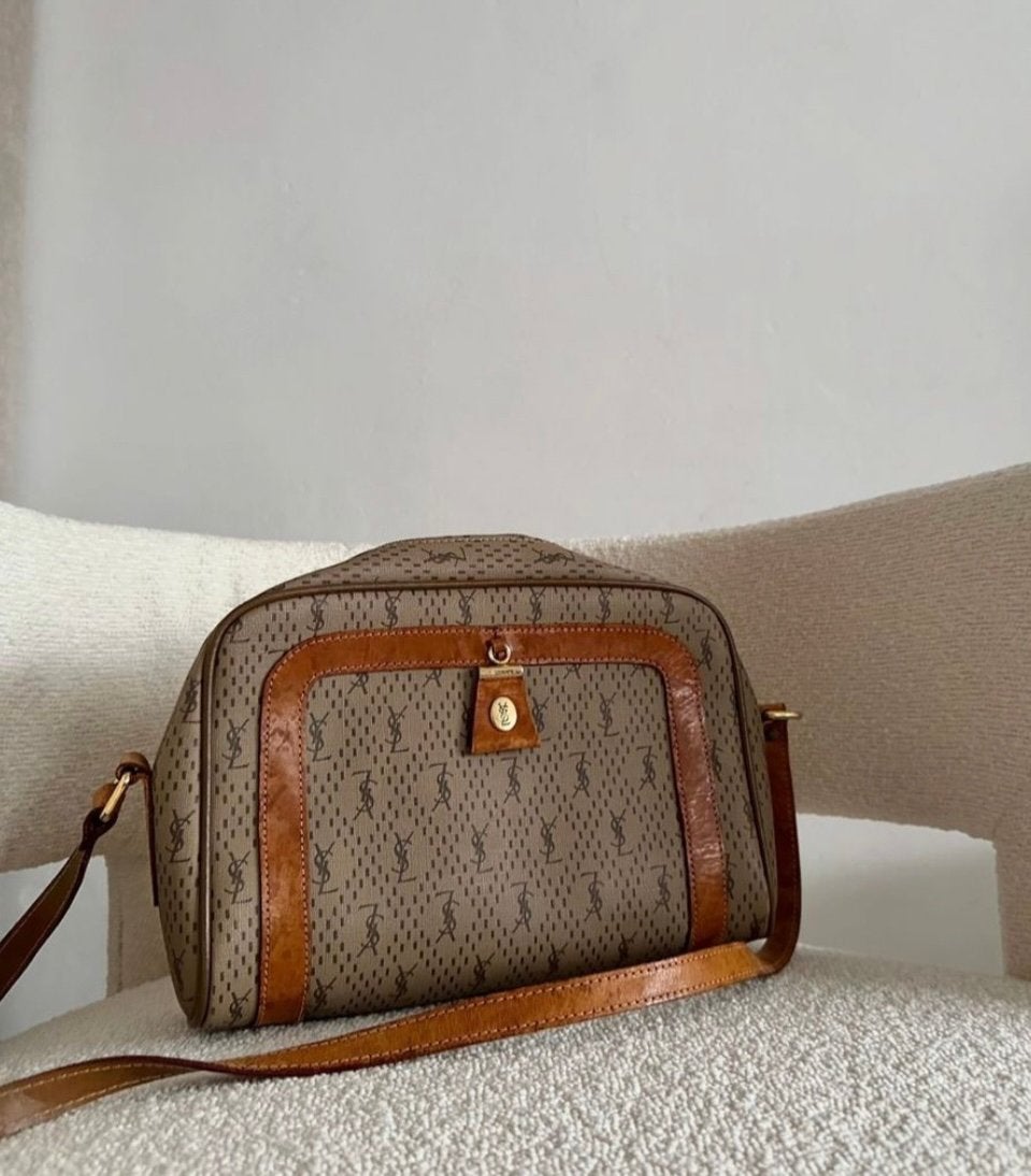 YVES SAINT LAURENT 80S VINTAGE CROSS-BODY BAG, Ophalen of Verzenden, Zo goed als nieuw, Bruin