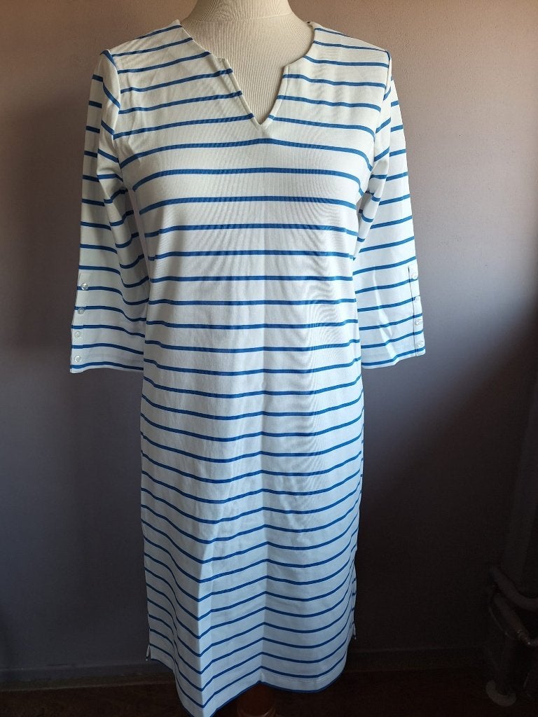 Nieuwe wit/blauwe gestreepte stretch jurk Bloomings, maat S, Blauw, Nieuw, Ophalen of Verzenden, Bloomings