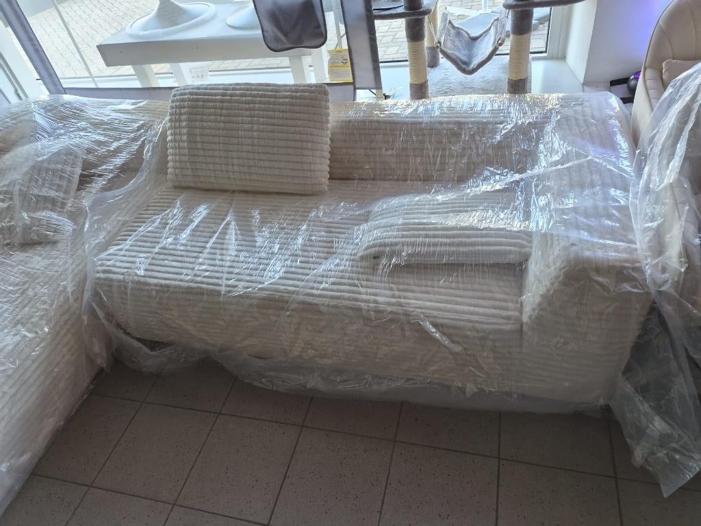 witte ribbel bank nieuw, Ophalen, Nieuw, Stof, Ribbel stof