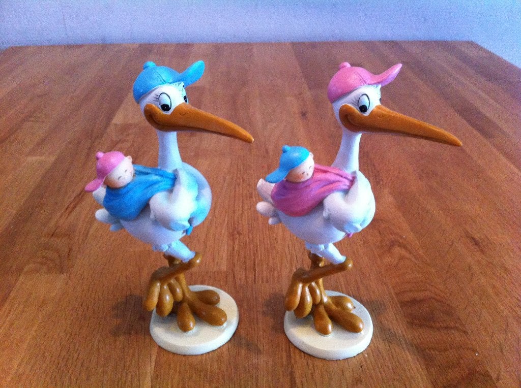 taart topper geboorte baby op ooievaar roze of blauw, Ophalen of Verzenden, Nieuw