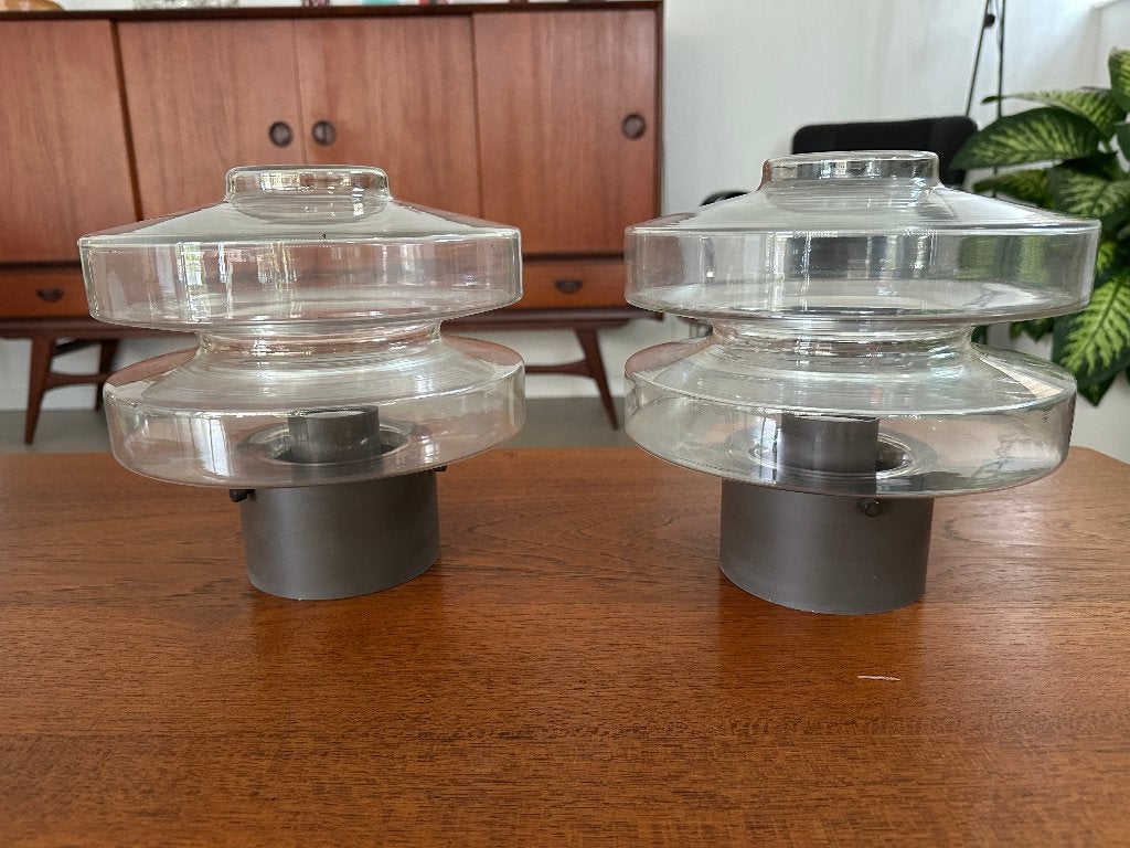 Retro/ 60'-70' Set van 2 Philips Holland 70s Dutch Desi, Huis en Inrichting, Gebruikt, Glas, Philips, Schemerlamp