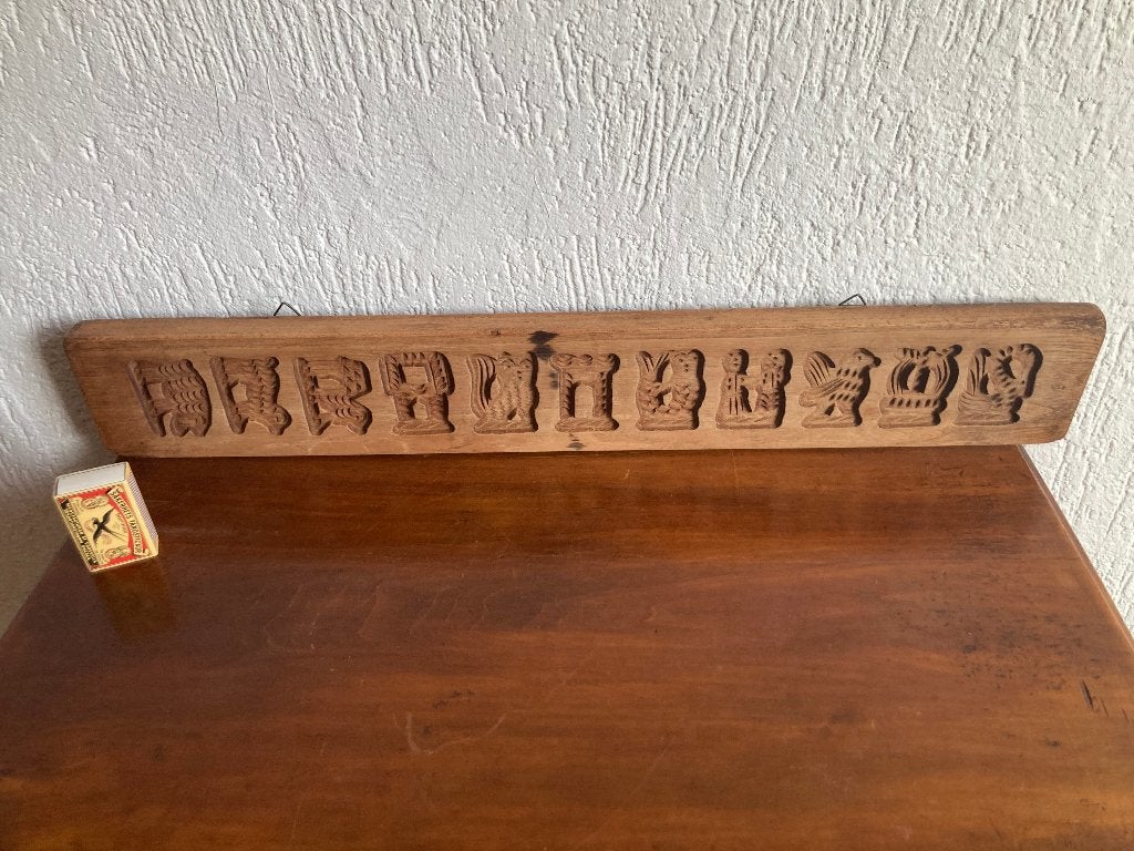 Antieke Hollandse houten speculaasplank van de echte bakker, Ophalen of Verzenden