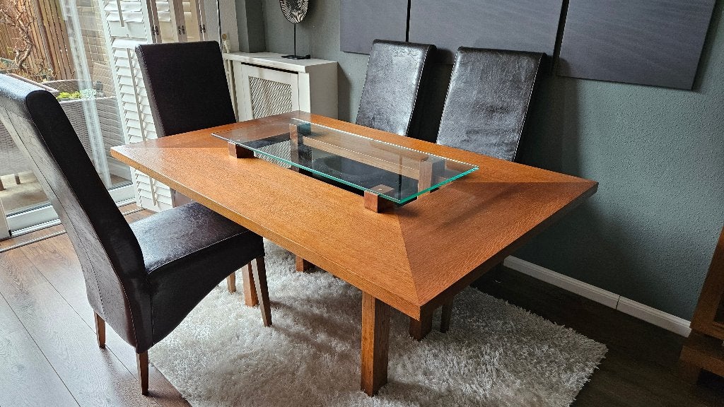 Unieke en originele eikenhouten tafel, Huis en Inrichting, Ophalen, Gebruikt, Vijf personen of meer, 150 tot 200 cm