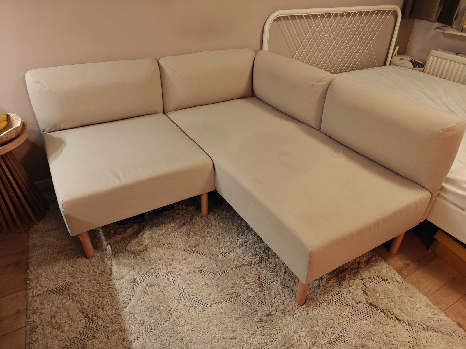 IKEA LILLEHEM Modulaire Hoekbank - 2-zits, Beige, Huis en Inrichting, Ophalen, Zo goed als nieuw, Hout, Modern, Scandinavisch