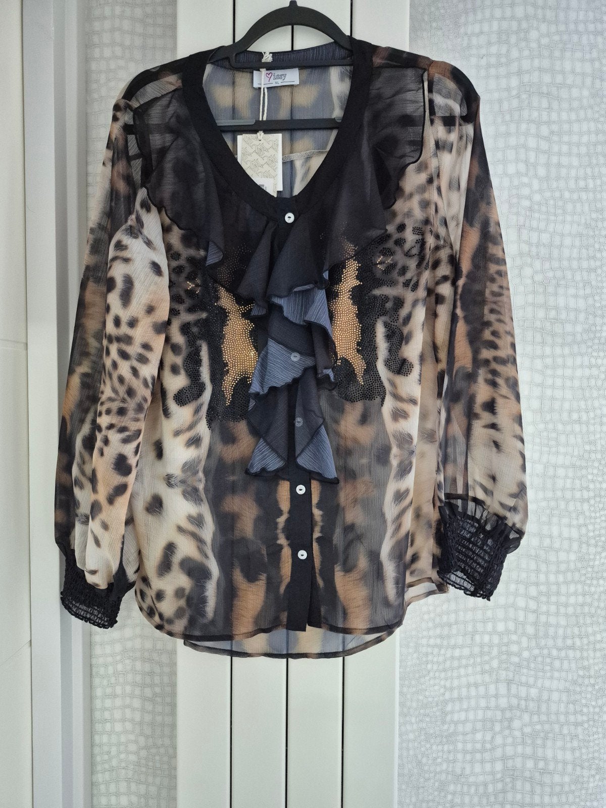 Nieuwe Missy roezel blouse XL - Stijlvolle look, Bruin, Maat 46/48 (XL) of groter, Nieuw, Missy