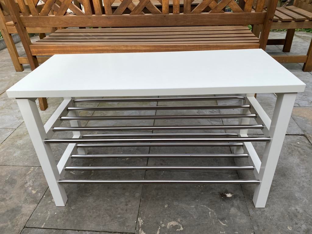 IKEA Tjusig Bank met schoenenrek 2 x wit, Ophalen, Gebruikt