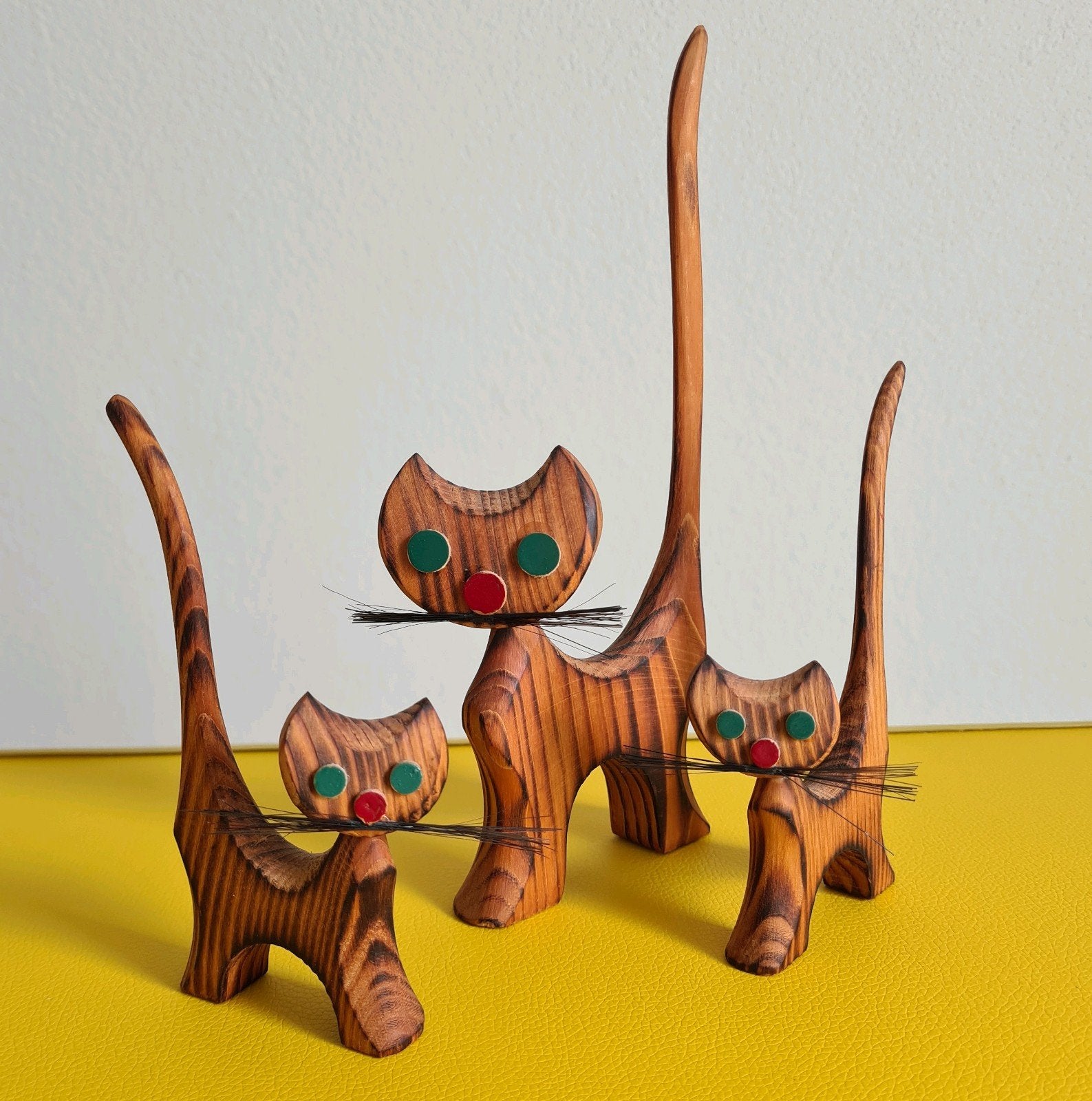 Vintage retro hout kat katten deens houtwerk mcm poes, Verzamelen, Ophalen of Verzenden, Huis en Inrichting