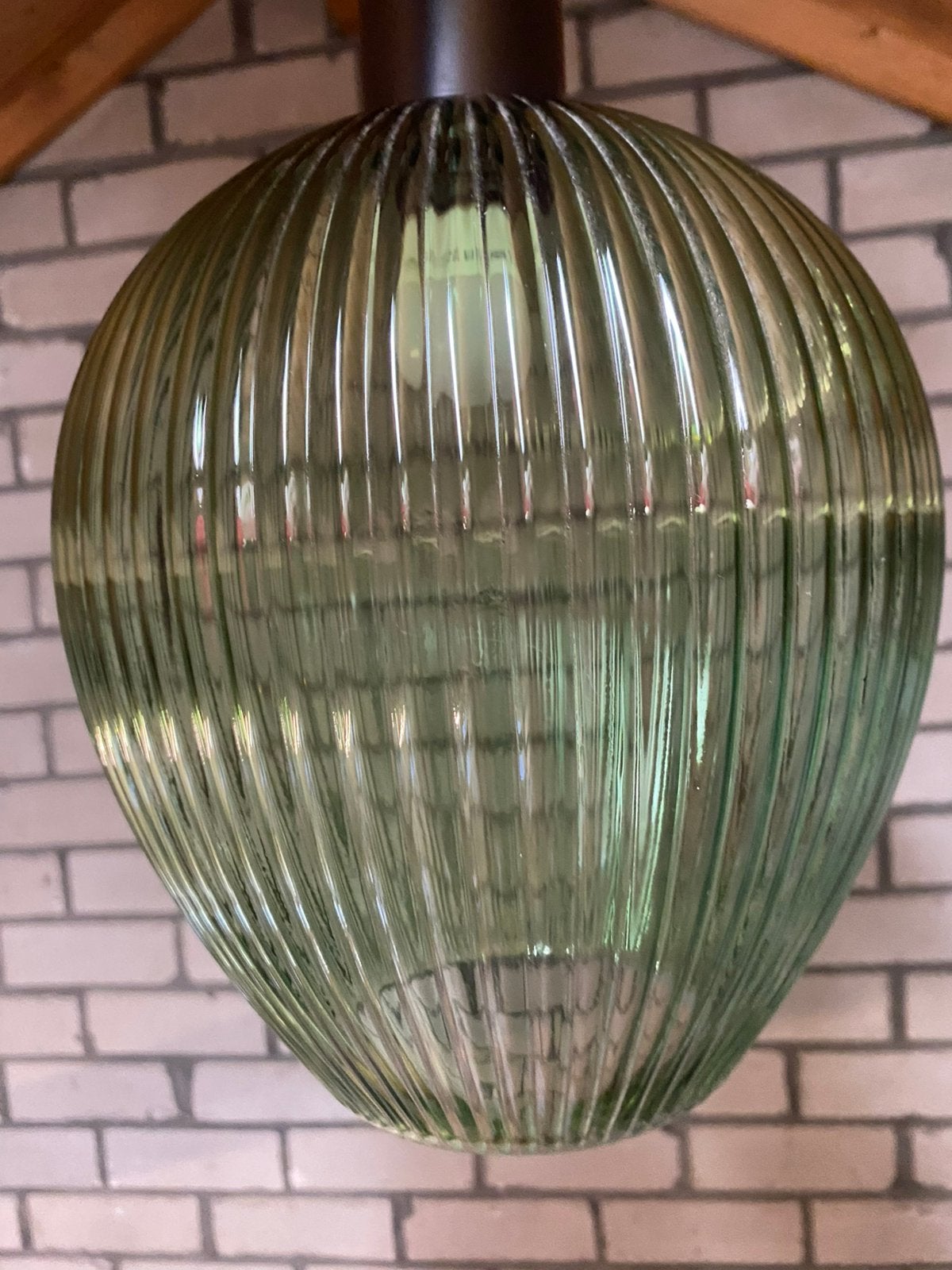 Groen retro hanglampje., Huis en Inrichting, Ophalen, Zo goed als nieuw, Glas