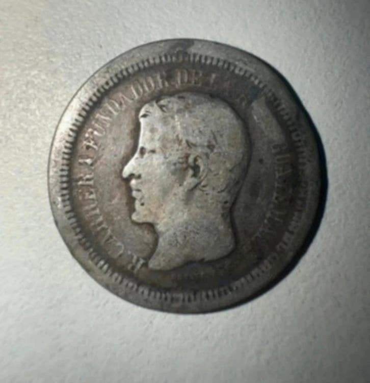Zilveren munt Guatemala 1 Real Rafael Carrera 19e eeuw, Ophalen of Verzenden, Midden-Amerika, Losse munt, Zilver