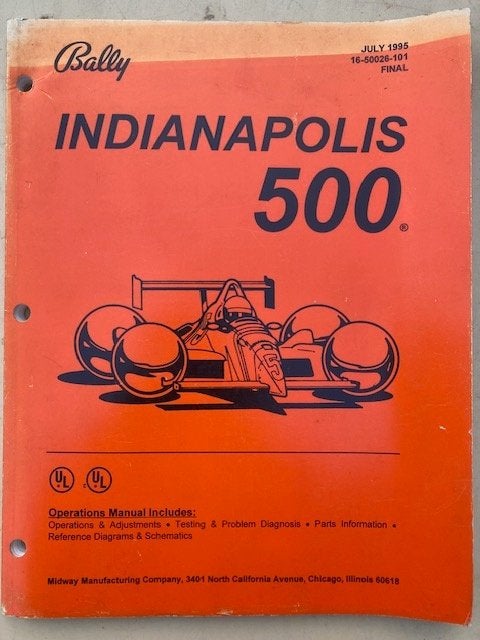 BALLY INDIANAPOLIS 500 OPERATIONS MANUAL, Bally, Ophalen of Verzenden, Zo goed als nieuw, Dot-matrix