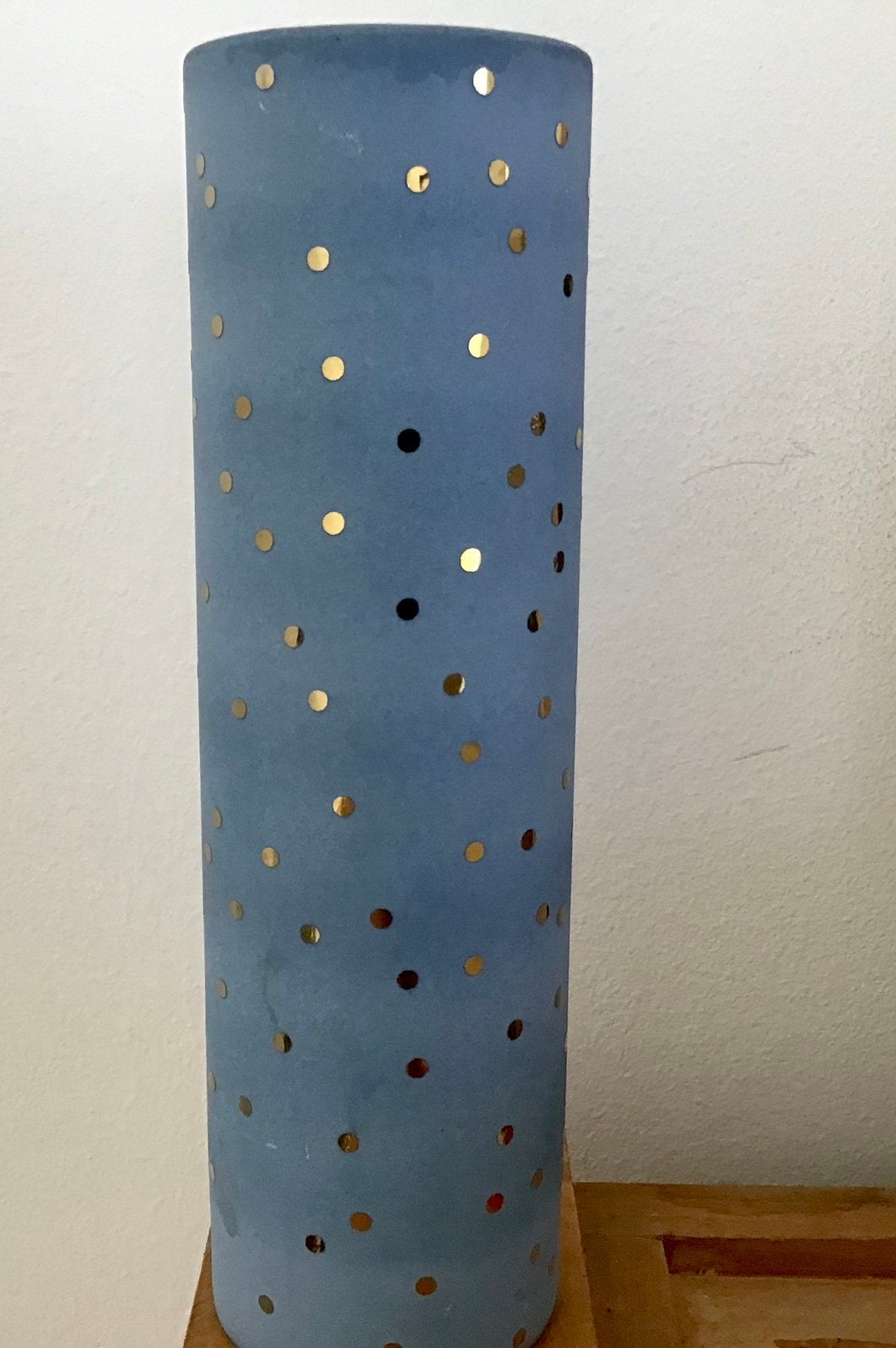 HUBSCH Design Vaas Blauw met gouden gliter, Ophalen of Verzenden, Blauw